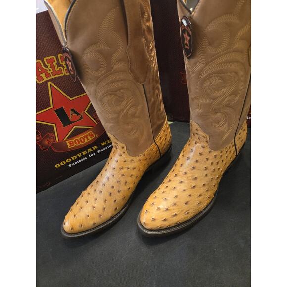 Los Altos Genuine Amber Full Quill Ostrich WESTERN Boot Round Toe 650354 10EE main image 9